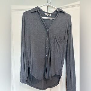 CHRLDR NWOT charcoal grey button down shirt (small)